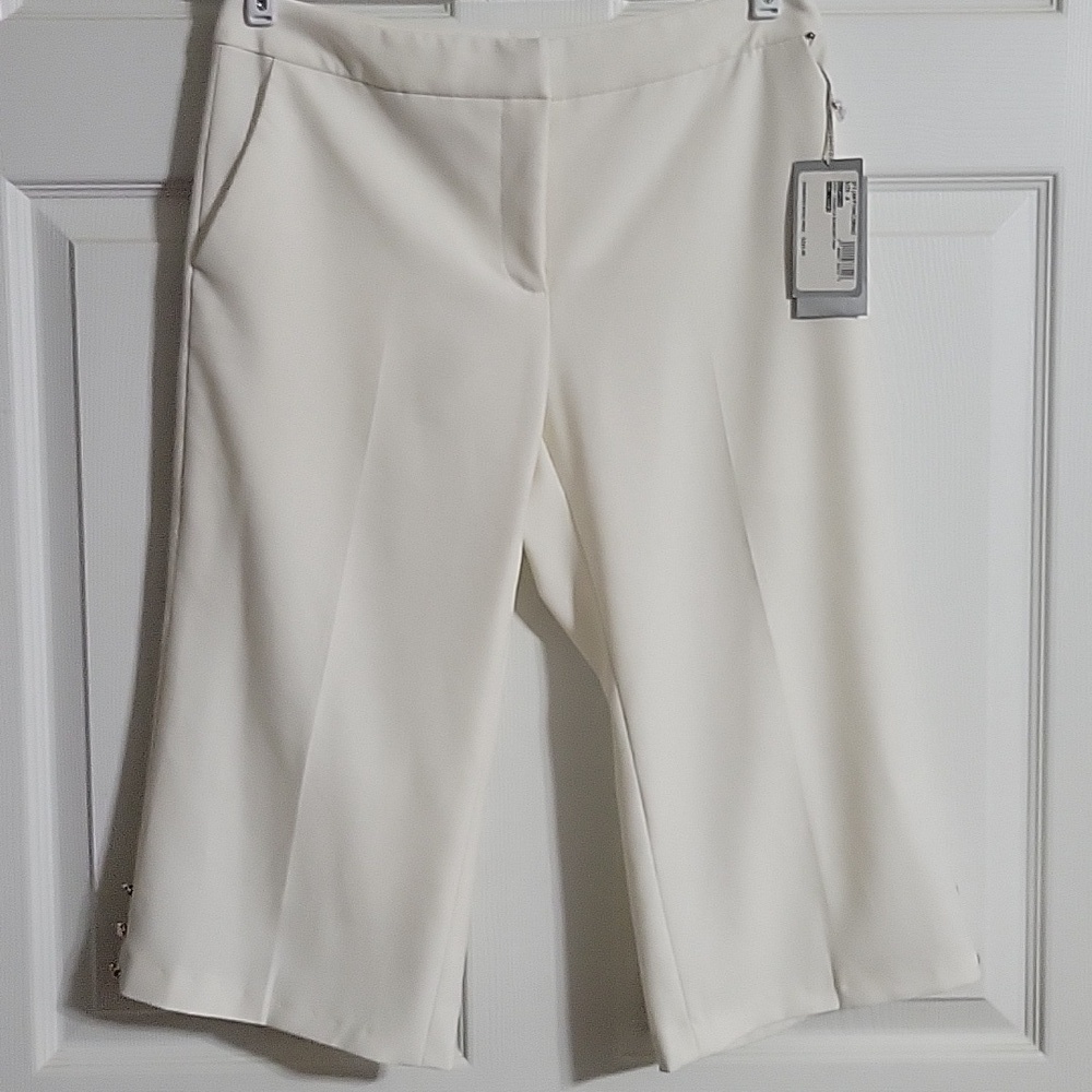 NWT Bill Blass NY Ivory Ceramica Blanchett Pants Women’s Tailored Stretch Sz 4